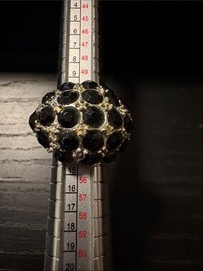 Black Crystal Dome Statement Ring - Women Jewelry